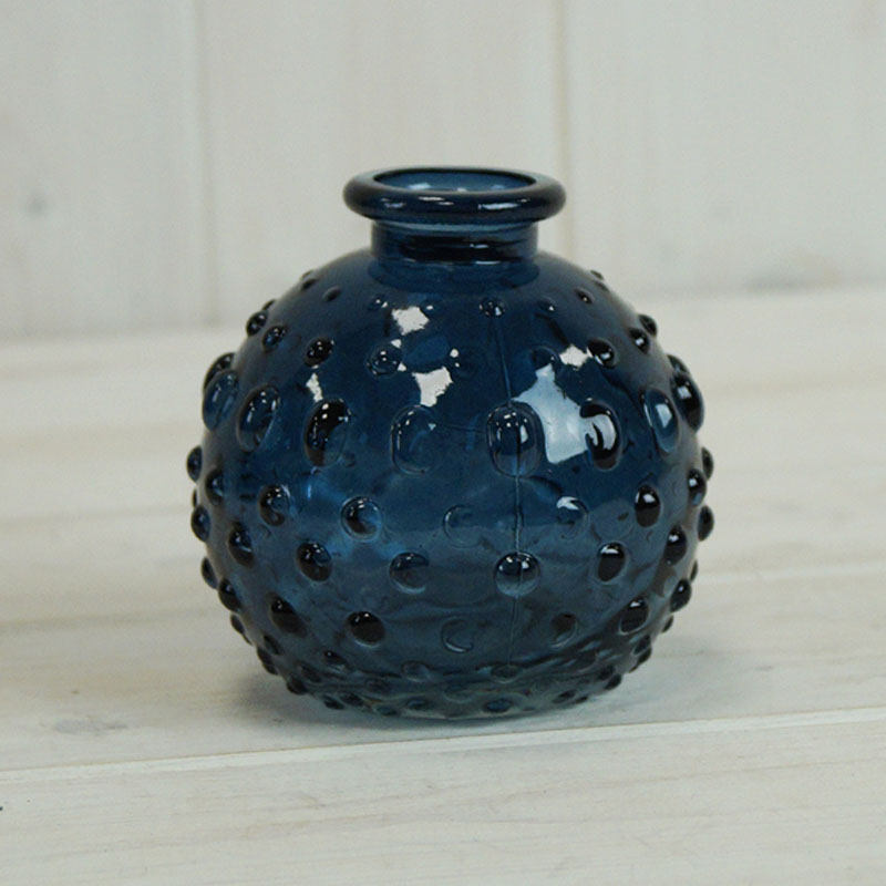 Blue Mini Dimpled Glass Bottle detail page